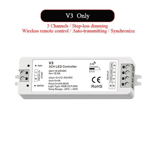 2.4G LED Controller Single Color/CCT/RGB Strip+4 Zone Wireless RF Remote Control - Picture 13 of 13