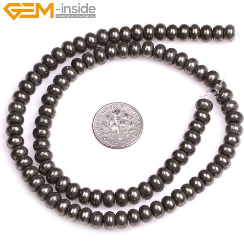 15" Natural Stone Genuine Rondelle Pyrite Gemstone Loose Beads Jewelry Making - Picture 8 of 42