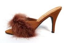 Bronze Talon Haut Satin Moelleux Pantoufles 11.4cm UK 8 9 10 11 Trans