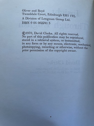 Insight Through English: Stage One by David Clarke (Paperback, 1970) - Picture 2 of 5