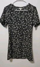Amuse Society Womens Black White Dainty Floral Mini Casual Dress Medium B10