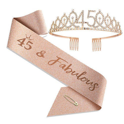 2025 NEW 10-100th Birthday Crown Sash Set Birthday Tiara Kit Gift Birthday Decor - Picture 45 of 72