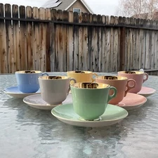 NIB Set of 6 Figgjo Flint Pastel Cups And Saucers