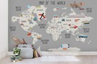 3D Grey World Map Transportation Tools Wall Murals Wallpaper Murals Wall Sticker