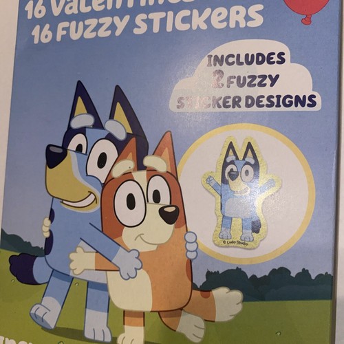 Tarjetas de aula Bluey Dog Día de San Valentín 16 unidades pegatinas difusas niños - Imagen 2 de 4