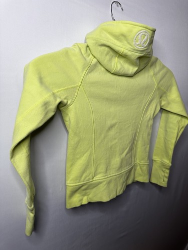 Felpa con cappuccio Lululemon Scuba full zip foderata in pile donna taglia 6 verde lime giallo - Foto 6 di 13