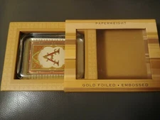 Punch Studio Solid Glass Paperweight Gold Foiled Embossed "A" Monogram