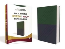 Biblia Bilingue RVR60-NKJV,  Imitacion Piel Azul y Verde