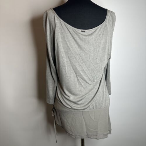 St. John Womens Silk Panel Boat Neck 3/4 Sleeve Tunic Gray Size Small Drawcord - Picture 6 of 11