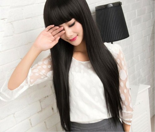 Women's Natural Long Smooth Straight Hair Wigs Charm Fashion Black Bangs | eBay Women's Natural Long Smooth Straight Hair Wigs Charm Fashion Black Bangs | eBay