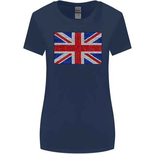 Mosaic Union Jack Flag Great Britain UK Womens Wider Cut T-Shirt - Picture 3 of 55