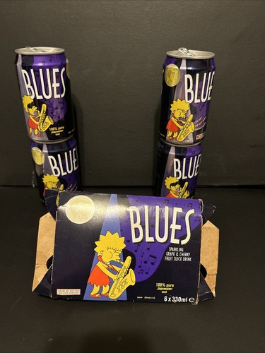 Collectible Cans Of Lisa Simpson Blues Novelty Soda 1998 UK EMPTY Cardboard