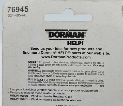 DORMAN Help! 76945Window Crank Handle - Various GM Models 1997- 2006 - Metal - Foto 3 di 10
