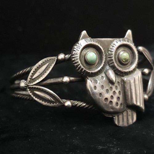 OOAK MEXICO HANDMADE TAXCO STERLING SILVER OWL CUFF BRACELET 35 GRAMS!!! - Picture 10 of 16