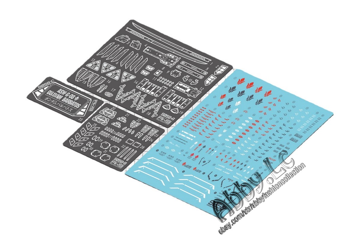 日本ブラックメタル SABBAT BARBATOS 他4枚セット Bandai Gundam Barbatos Gundam Iron-Blooded Orphans MG 1/100