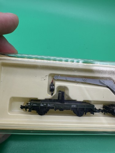 Vintage N Scale Minitrix 51 3590 Crane Wagon Set Original Box West Germany - Picture 2 of 9