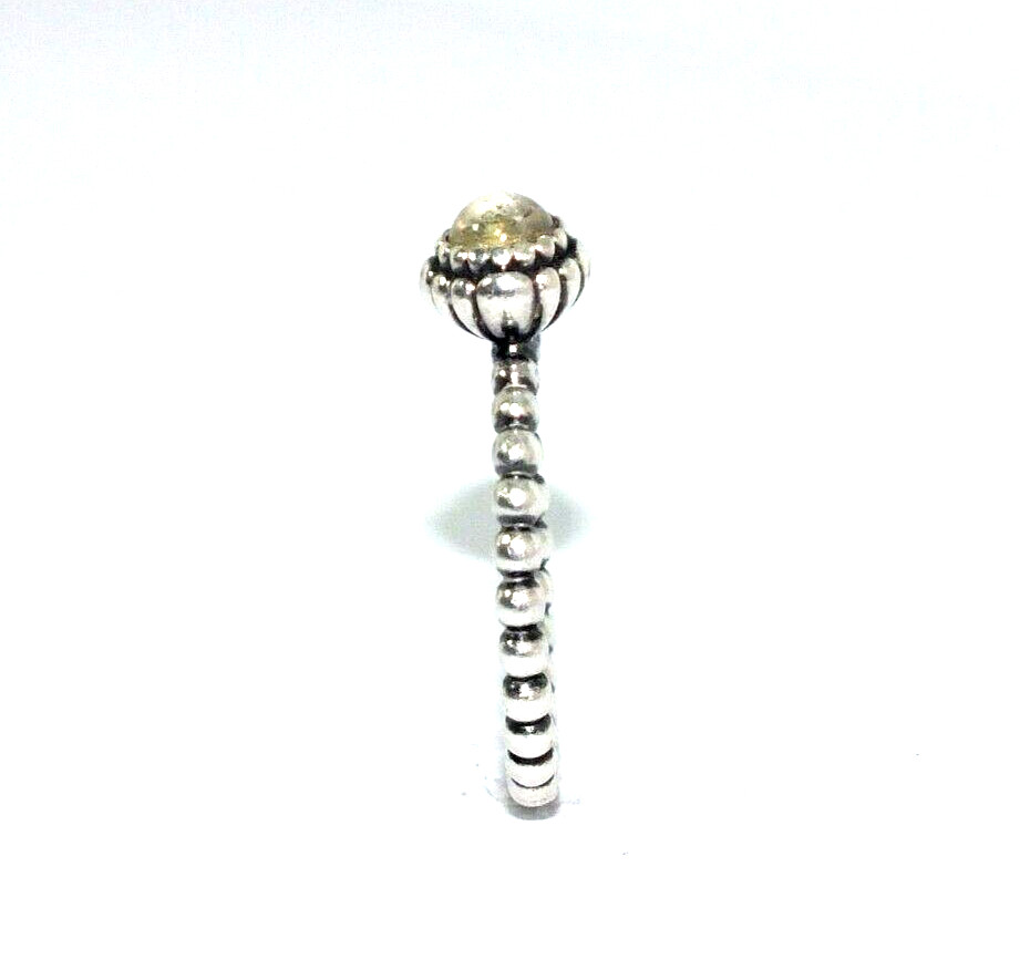 Ladies solid silver Pandora bead ring set with an… - image 4