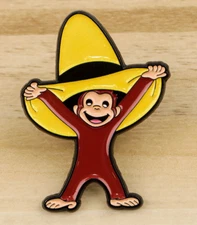 CURIOUS GEORGE enamel pin - cartoon monkey yellow hat  - FREE SHIPPING