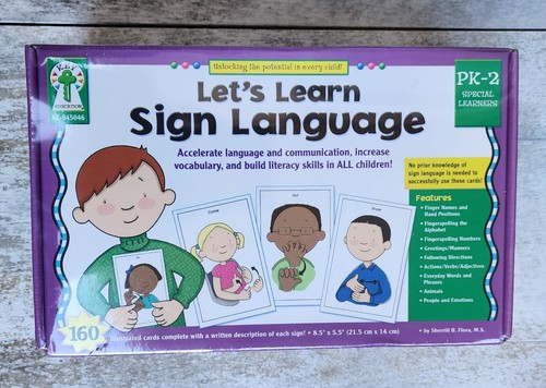 NEW Box LETS LEARN SIGN LANGUAGE Picture & Written 160 FLASH CARDS - Bild 1 von 4
