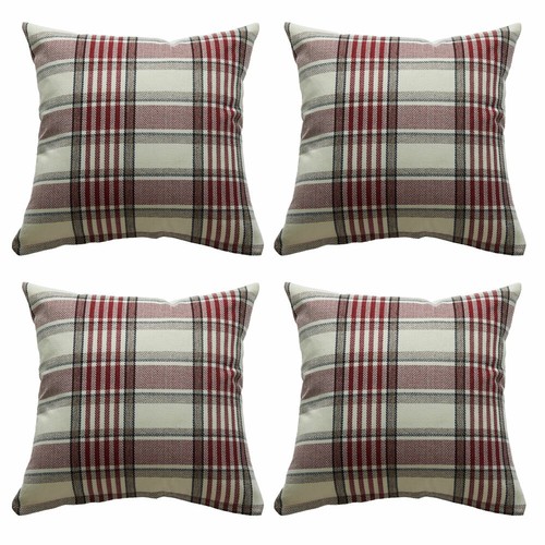 2er oder 4er Set Tartan karierte Kissenbezüge 16/18/20/22/24" braun rot Kissenbezug - Bild 10 von 22