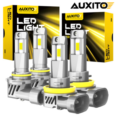 4x AUXITO 9005 H11 LED Headlight Bulbs Conversion Kit High Low Beam Bright White