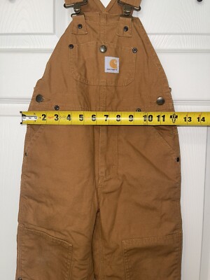Carhartt Boys Size 4 Brown Bib Overalls Double Front Carpenter