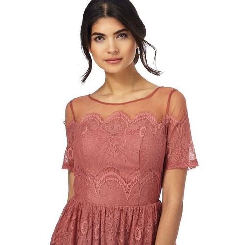 Chi Chi London Floral Lace Embroidered Trim Occasion Party Prom Dress 16 Pink - Picture 2 of 4