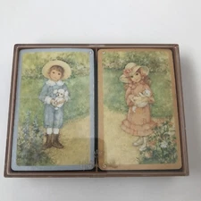 HALLMARK Double Deck Bridge PLAYING CARDS Plastic Case Faithful Friends Children