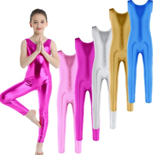 Niño Niña Brillante Metálico Gimnasia Ballet Danza Tanque Leotardo Mono Gato - Imagen 4 de 61