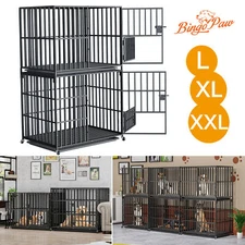 Stackable Large Heavy Duty Mobile Carbon Steel Dog Cage Crate Kennel with Tray