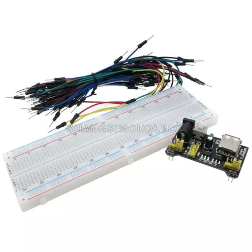 65PCS Jump Cable Wires+MB102 400Point Solderless PCB Breadboard+Power Supply