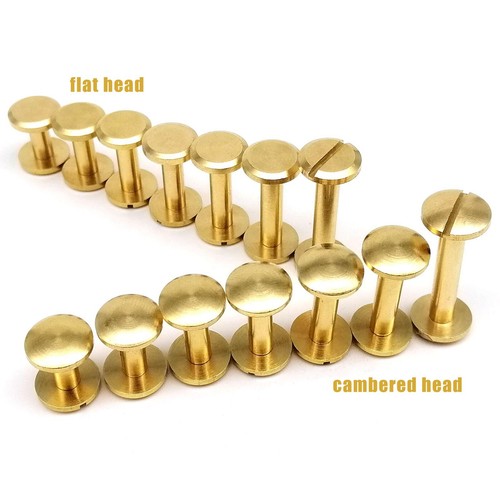 5/20pc Solid Brass Leather Belt Wallet Chicago Screw Nail Stud Bind Rivet 3-25mm - Afbeelding 1 van 8