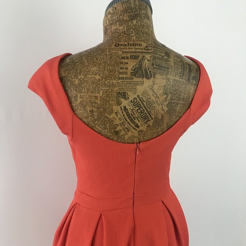 RIVER ISLAND DRESS 10 ORANGE Short Coral Sheath Zip Up Formal Party Tulip Mini - Picture 14 of 22