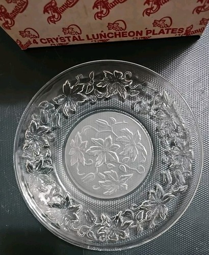 Princess House Fantasia 4 Crystal Luncheon Plates # 437 8" New In ORIGINAL Box - Picture 4 of 8
