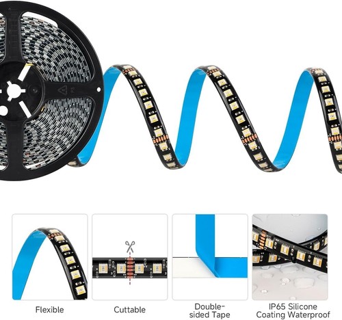 IP65 Water-Resistant 16.4ft RGBWW LED Strip - Smart Color Control Compatible - Picture 8 of 10
