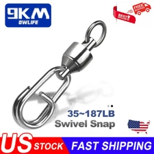50Pcs Ball Bearing Swivel with Snap Stainless Split Ring for Hard Bait Connector