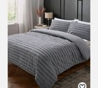 GEORGE HOME GREY LUXURY TUFTED 100% COTTON KING SIZE DUVET SET BN Track delivery