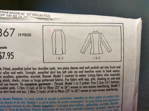 Style Schnittmuster 1367 Größe 16 Misses gefütterte Jacke & Rock neu ungeschnitten - Bild 7 von 11