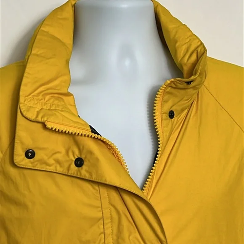 Nautica Women's Size Large Yellow Raincoat Hooded Zip and Snap Front Lined Coat - Picture 2 of 16