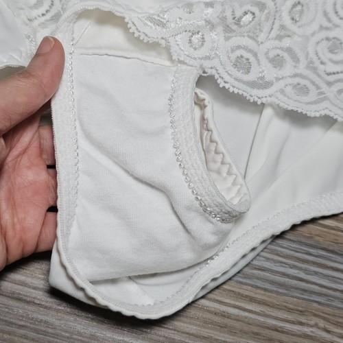 VTG Granny Lace Panty Sissy White Nylon Spandex Brief BALI Size XL/8 Hip 42-45" - Picture 11 of 21