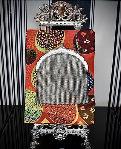 Cartera de cóctel de malla plateada WMF Art Nouveau, avestruz para correr, plata níquel - Imagen 12 de 12