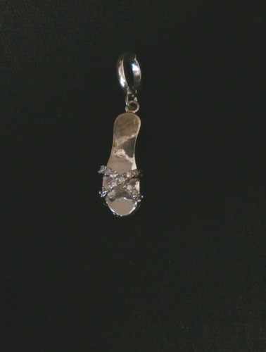Stunning Sterling Silver Dainty Cubic Zirconia Sandal Charm. Make Offer #81 - Picture 2 of 5