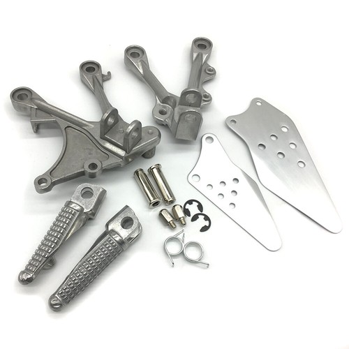 Motorbike Silver Front Foot Pegs Bracket For Kawasaki Ninja ZX6R 2005-2008 06 07 - Picture 2 of 7