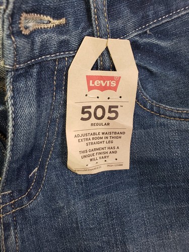 Levis 505 Boys Jeans 10R Blue Cotton Blend Straight Leg Ankle Denim 26x25 - Picture 20 of 22