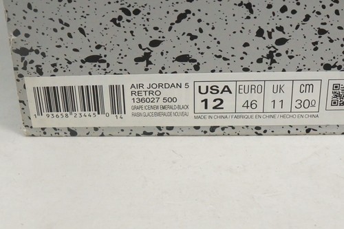 Nike Air Jordan 5 Retro 'Alternate Grape' 136027-500 Size 12 - Picture 10 of 10