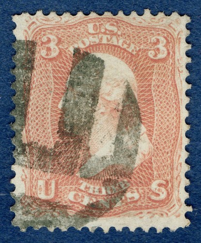 [st7100] USA 1861 Scott#65 w/Fancy Cancel "SIMPLE SHIELD" (Skinner-Eno PS-SD 9) - Picture 1 of 2
