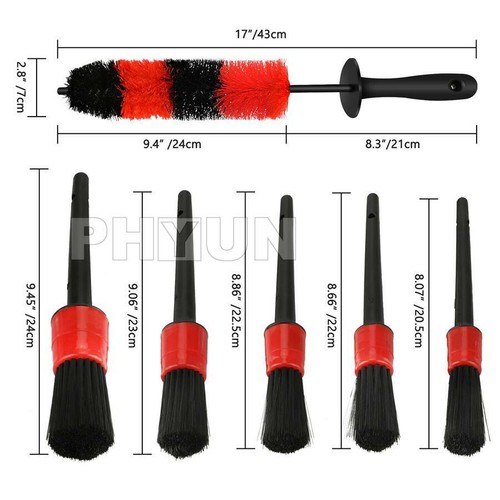 6PCS 18/" Car Wheel Brush Rim Cleaning Tire Brush Soft Bristle Car Wheel Brush