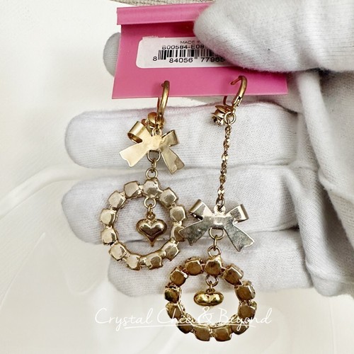 Betsey Johnson Bowknot Rose Herz Ohrhänger, asymmetrisch, Neu mit Etikett RAR - Bild 3 von 3