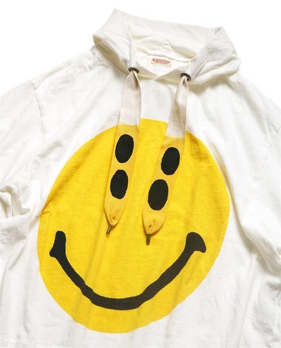 KAPITAL 18.5 rain smile hood tee t-shirt white new - Picture 3 of 12