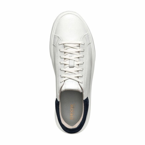GEOX Deiven Men's Low Top White/Navy Leather Sneakers U455WD00047C0899 - Picture 6 of 7